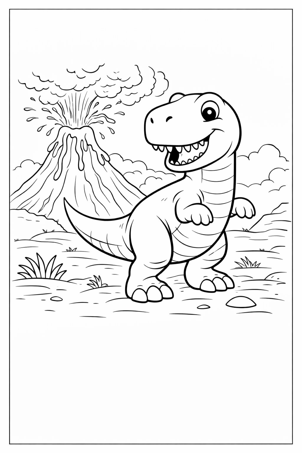Volcano Scene colouring sheet — printable PDF