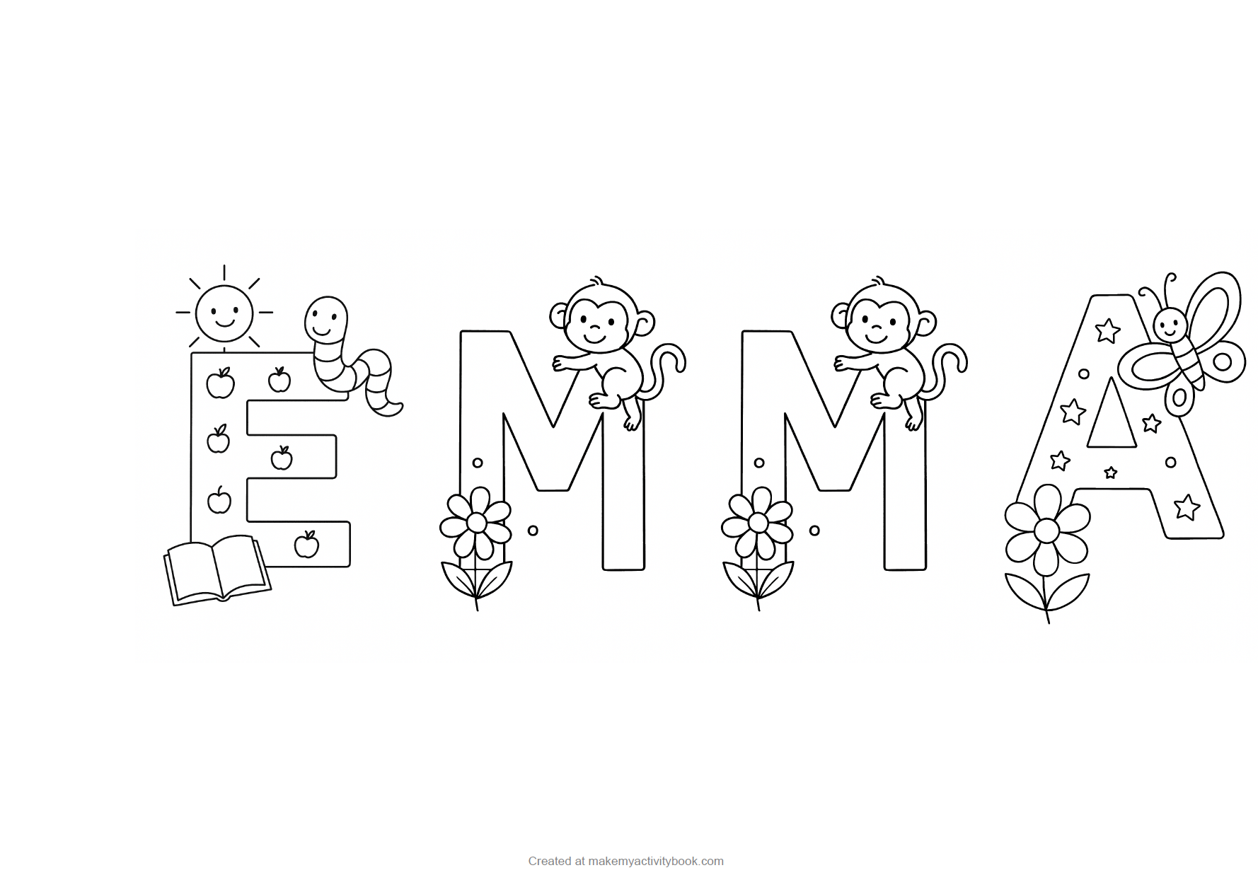 Emma letter colouring sheet