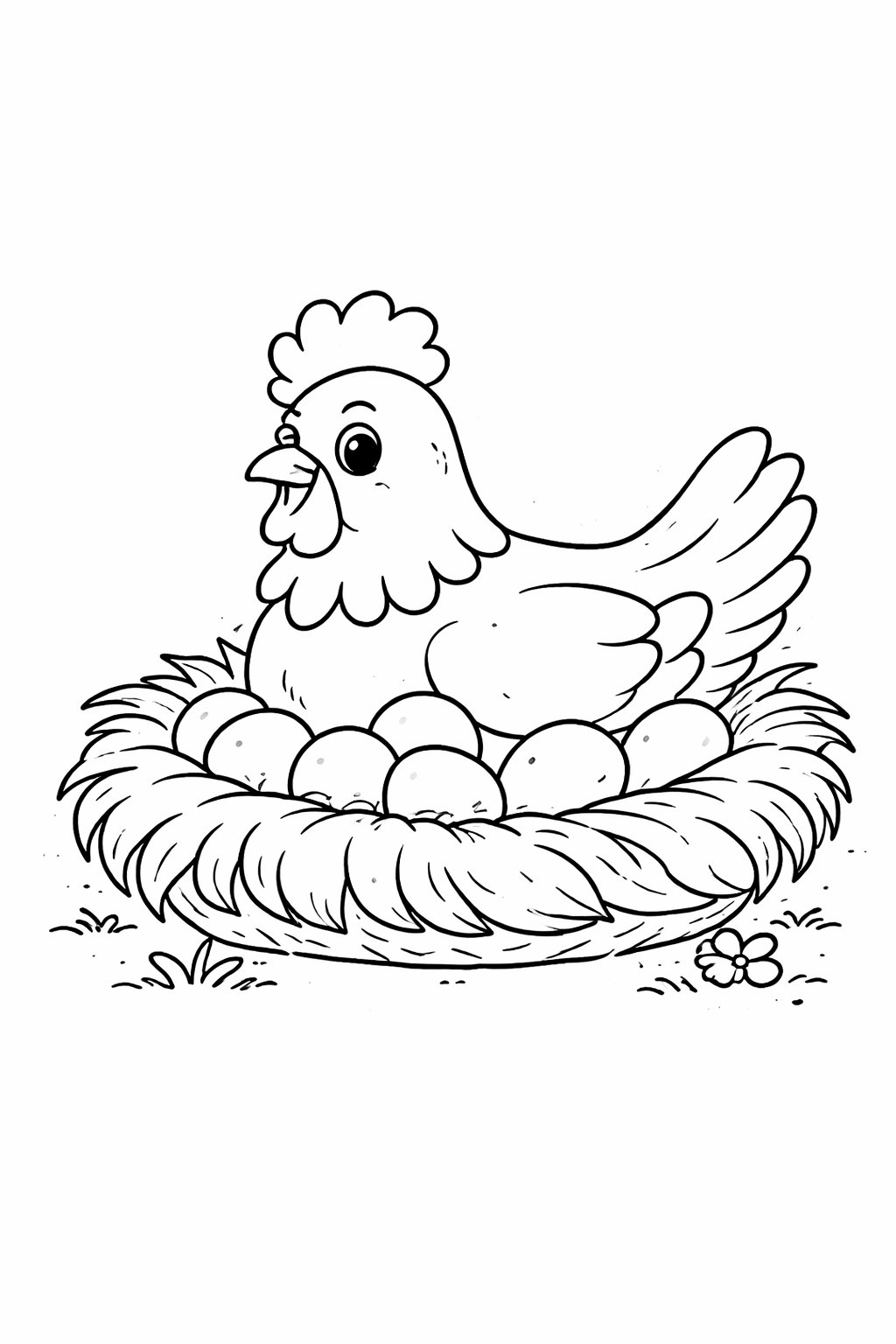 Farm Hen colouring sheet — printable PDF