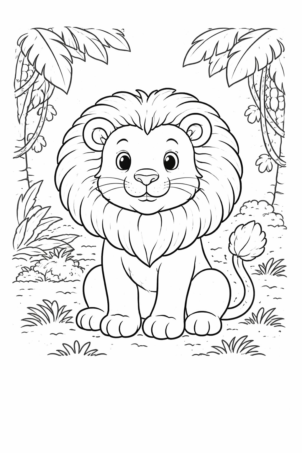 Jungle Lion colouring sheet — printable PDF