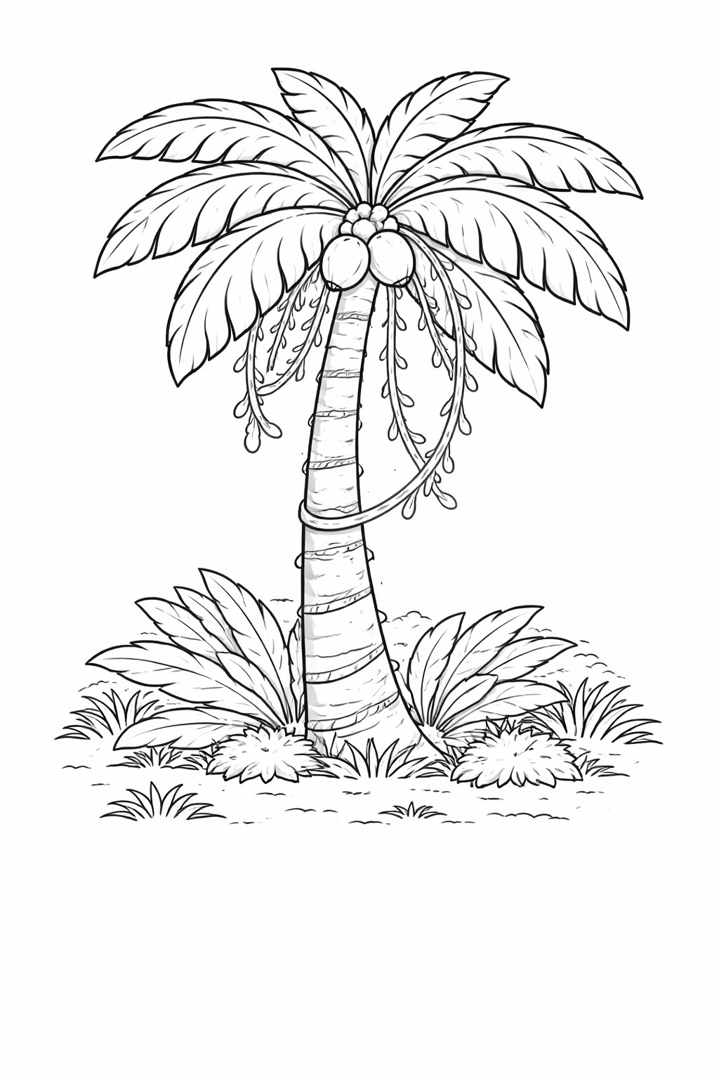 Palm Tree colouring sheet — printable PDF