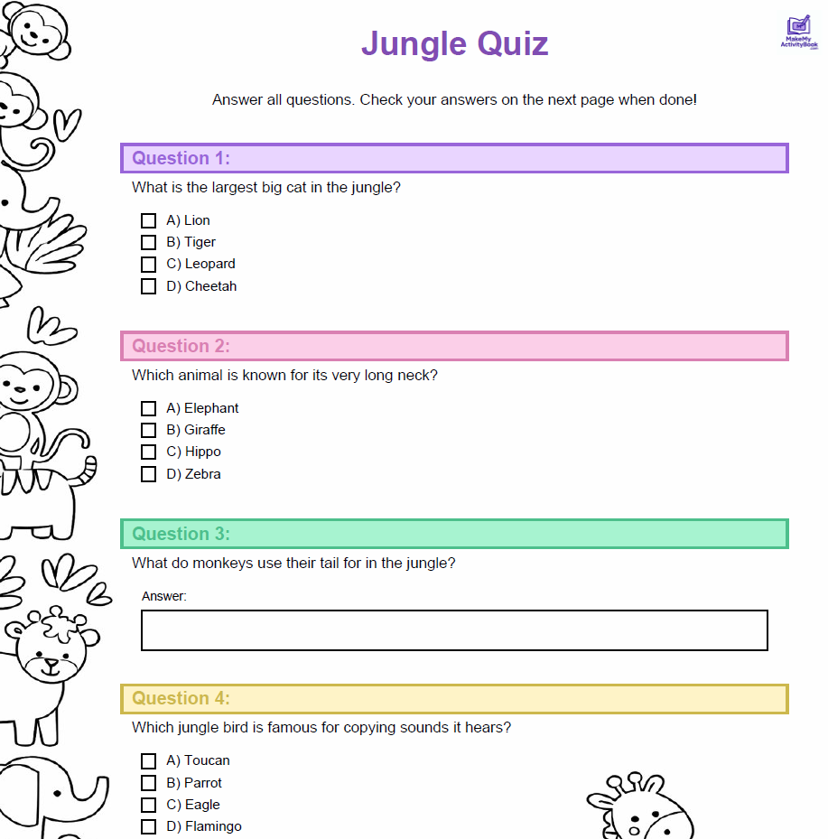 Jungle adventure quiz