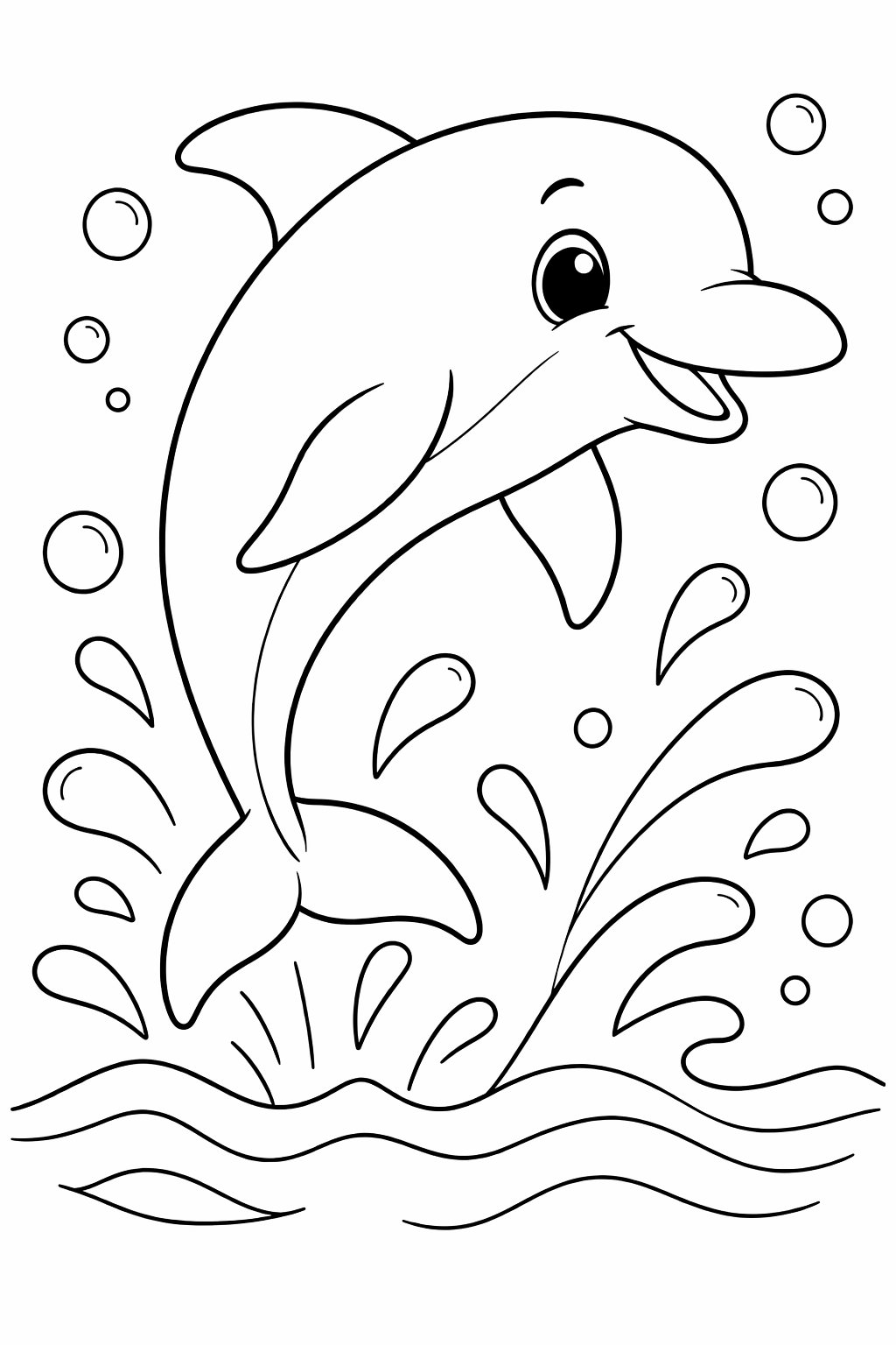 Dolphin colouring sheet — printable PDF