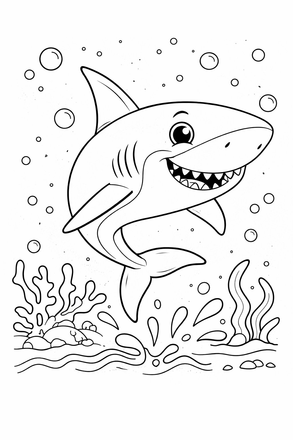Shark colouring sheet — printable PDF
