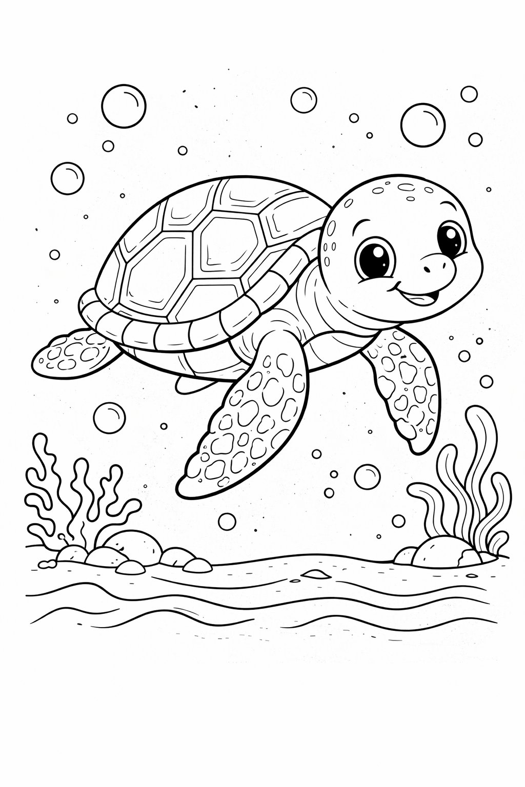 Turtle colouring sheet — printable PDF