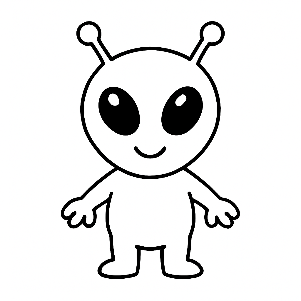 Alien colouring sheet — printable PDF