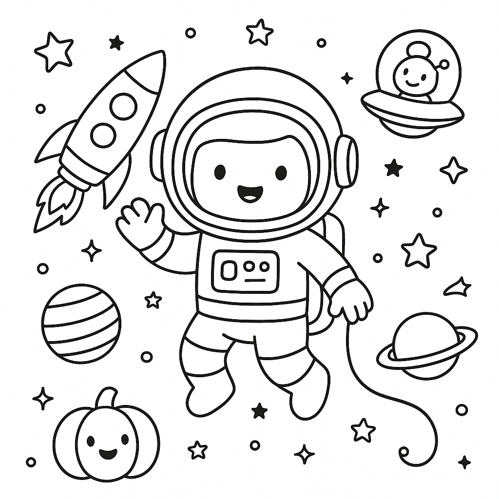 Astronaut colouring sheet — printable PDF