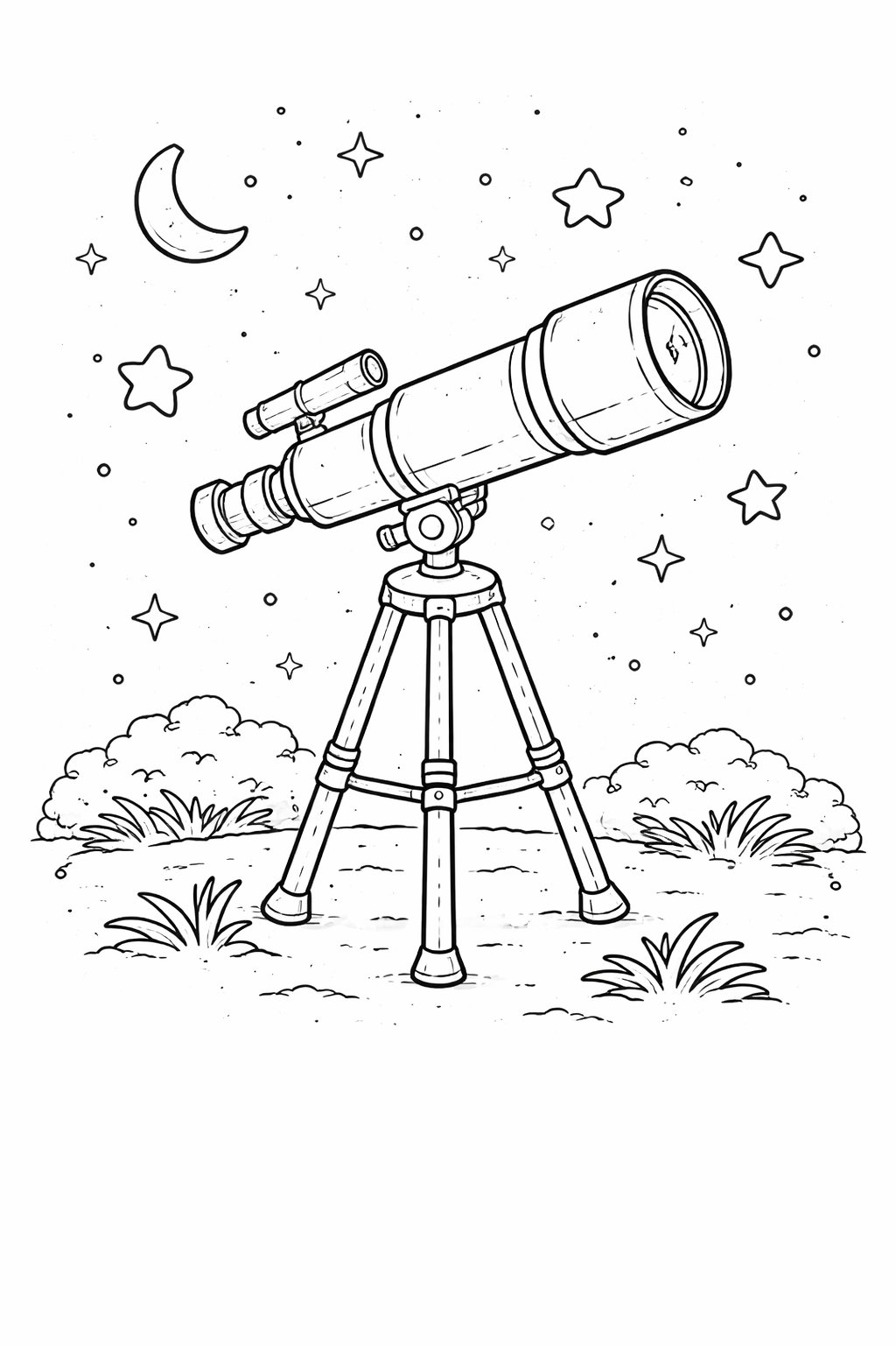 Telescope colouring sheet — printable PDF