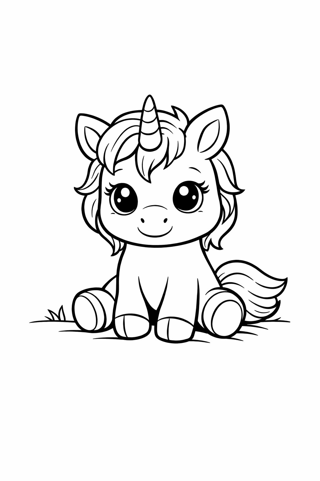 Baby Unicorn colouring sheet — printable PDF