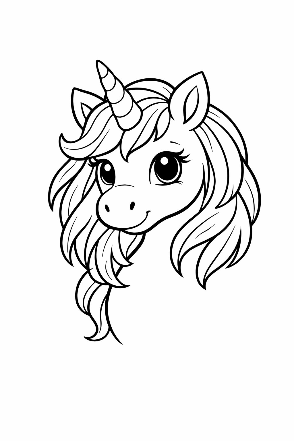 Unicorn Portrait colouring sheet — printable PDF
