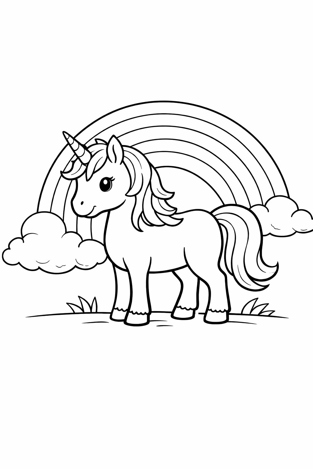 Rainbow Unicorn colouring sheet — printable PDF