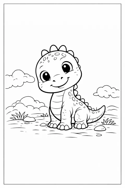 Baby dinosaur coloring sheet