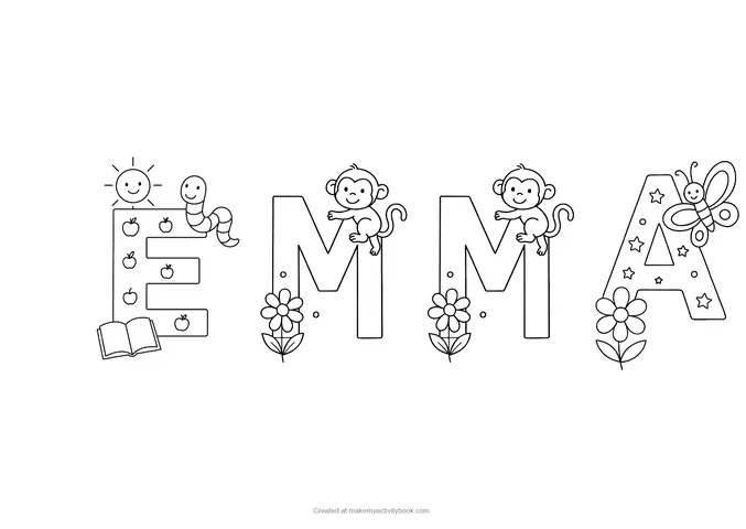Emma letter coloring sheet