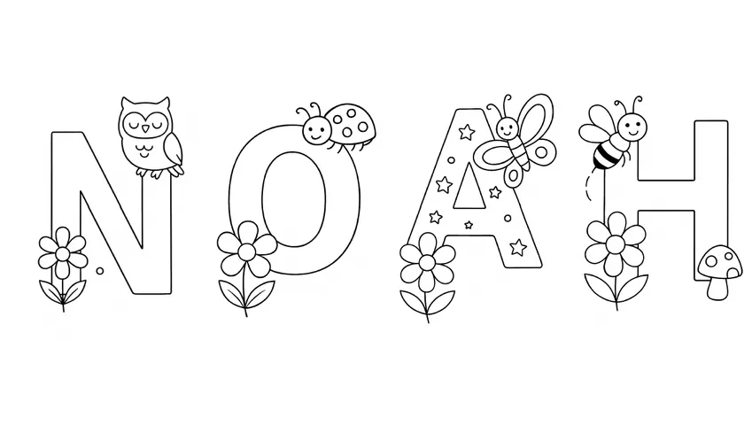 Noah letter coloring sheet