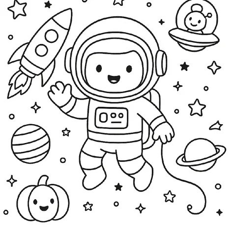 Space astronaut coloring page