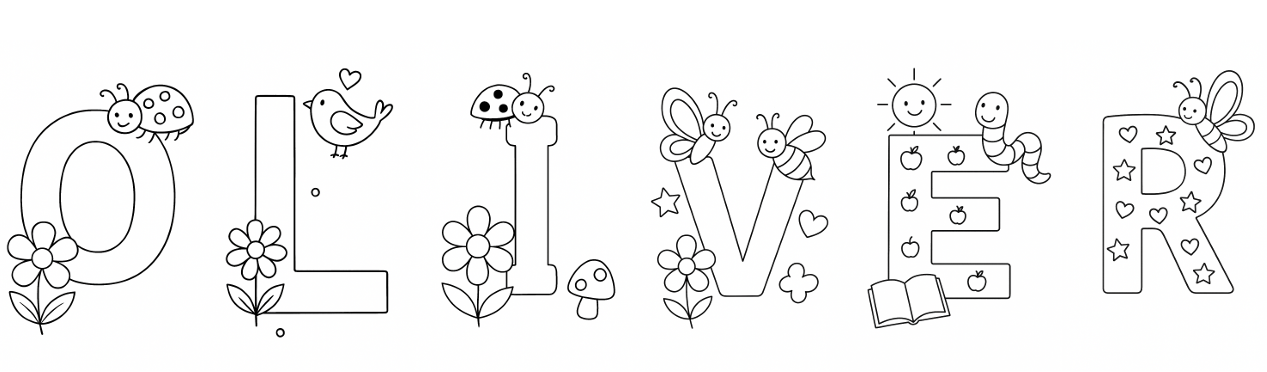 Free printable Oliver name coloring page for kids