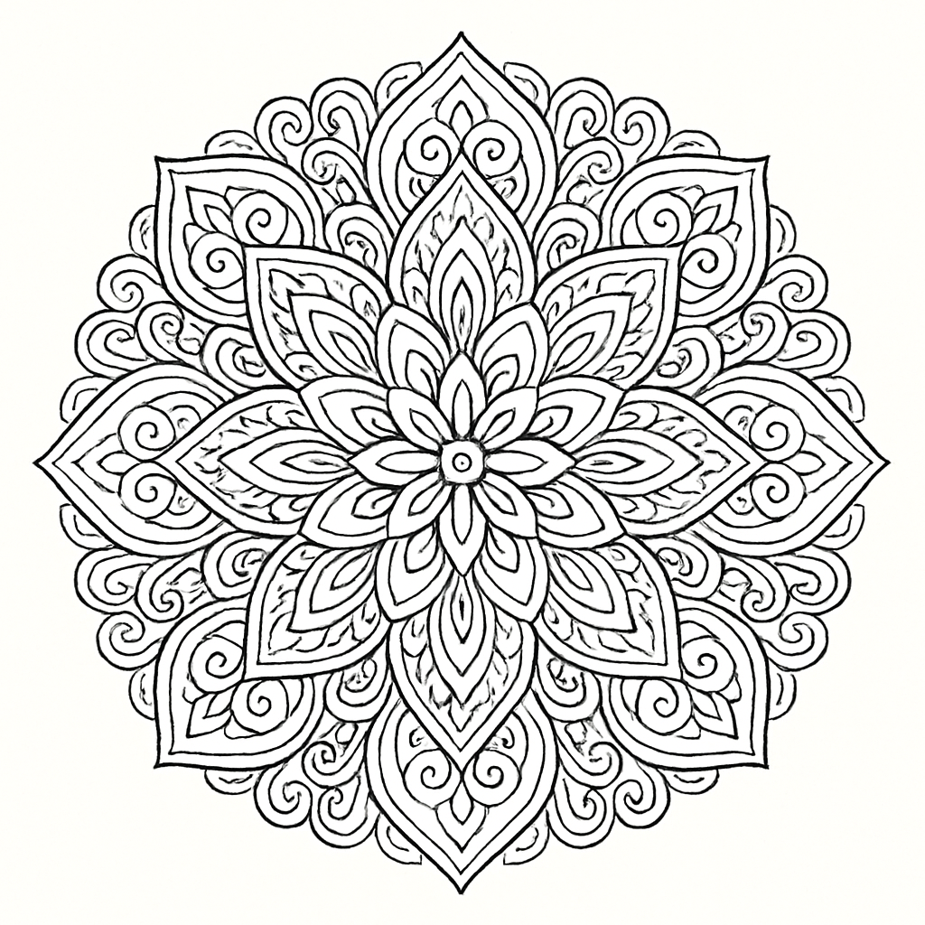 Lotus mandala colouring sheet — printable PDF