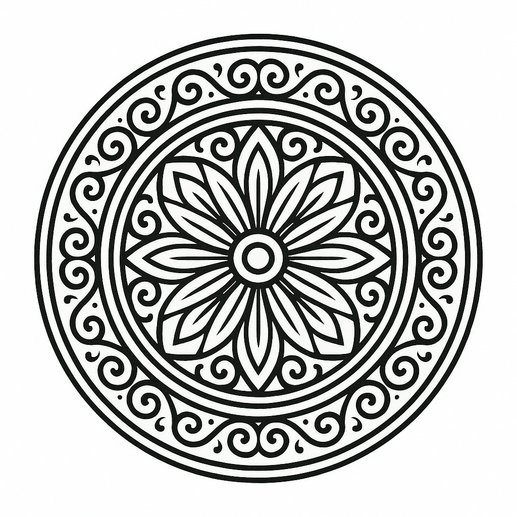 Simple mandala colouring sheet — printable PDF