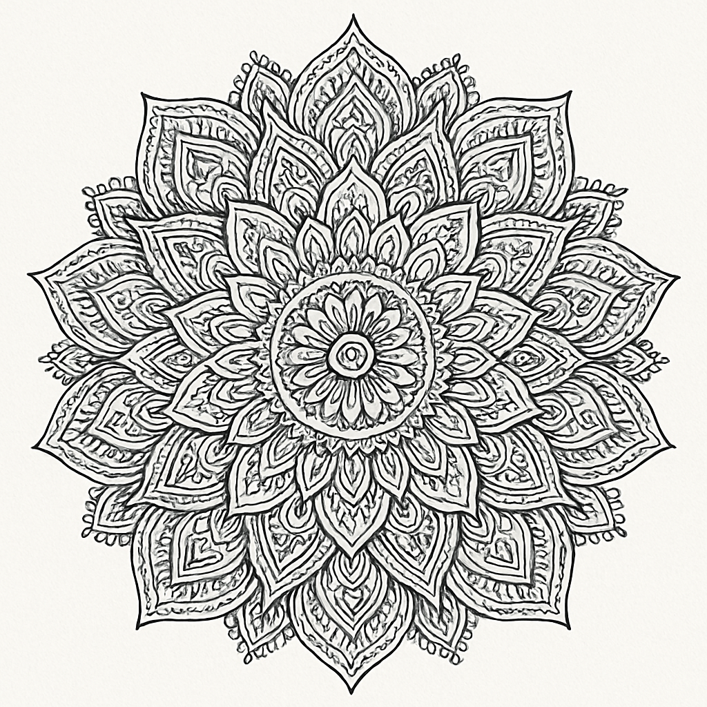 Detailed mandala colouring sheet — printable PDF