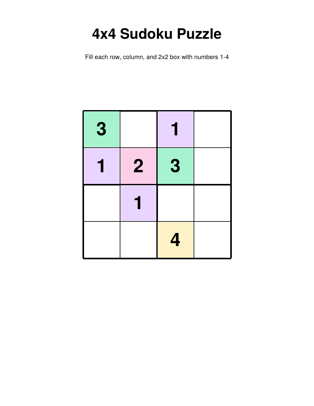 Plain sudoku easy — printable PDF